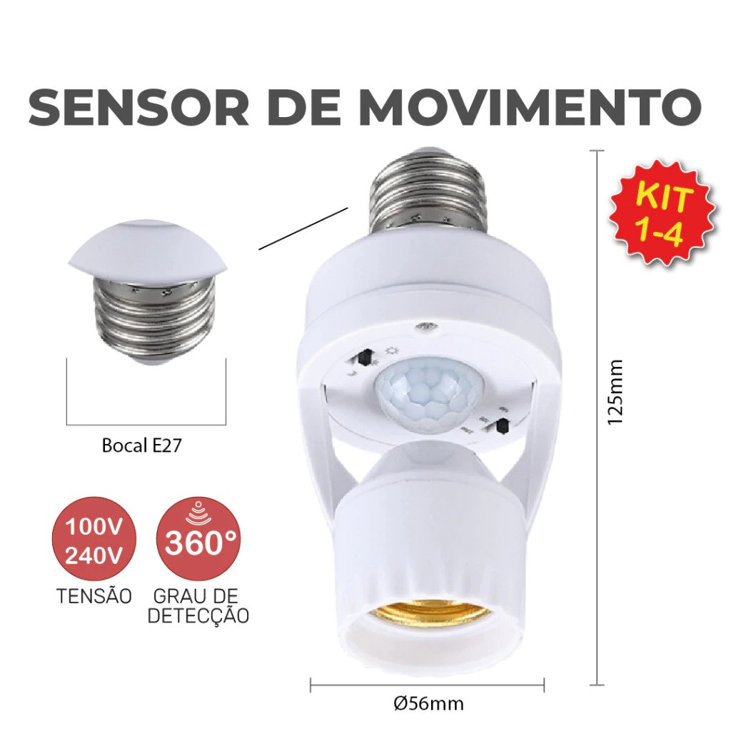 Sensor de Presença no BOCAL E27: Instale em 1 Minuto e Economize LED! NUNCA MAIS LEVE SUSTO!