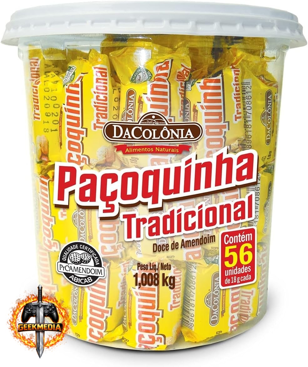Paçoca Rolha Tradicional Balde 56 Unidades
