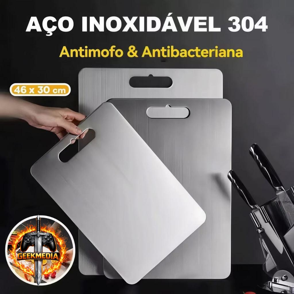 Tábua De Corte Inoxidável Antibacteriana 46cm