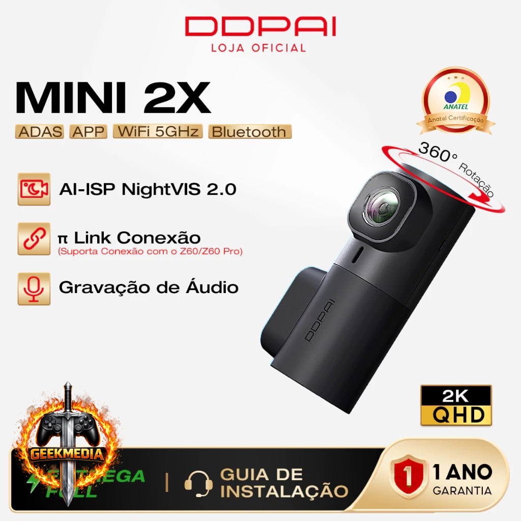 DDPAI Mini 2X Câmera Veicular 1440P 2K QHD