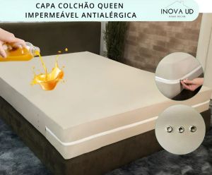 Capa Colchão Queen Hospitalar Antialérgico Impermeável Zíper