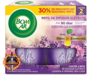 Bom Ar Difusor Elétrico Lavanda e Gerânio Refil 2 unidades