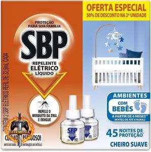 2x Repelente Elétrico Líquido SBP 45 Noites Cheiro Suave
