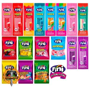 Kit C/60un Balas Fini Sabores Variados Tubes Cítricas Azedinhas 15g