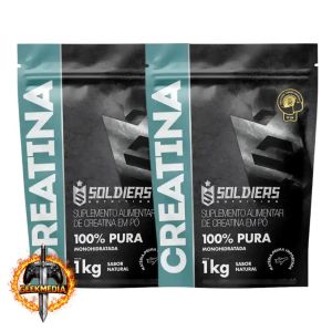 2 Unidades: 1Kg Creatina Suplemento Monohidratada em Pó - Soldiers Nutrition