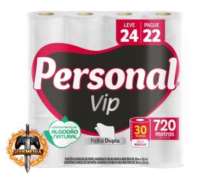 Papel Higiênico Personal VIP Folha Dupla, Branco 24 unidades