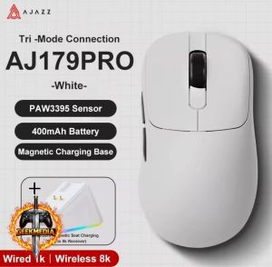 Mouse Gamer Sem Fio AJAZZ AJ179 PRO PAW3395  DOCK de Carregamento RGB
