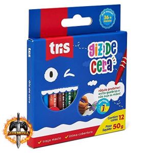 Giz De Cera Fino - 12 Cores - Tris